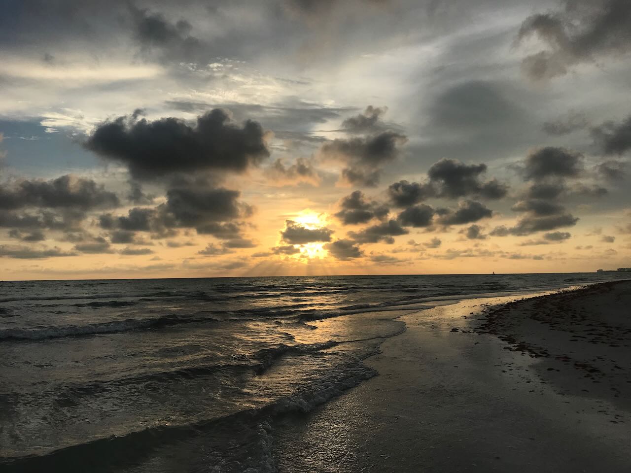 Cloudy beach sunset